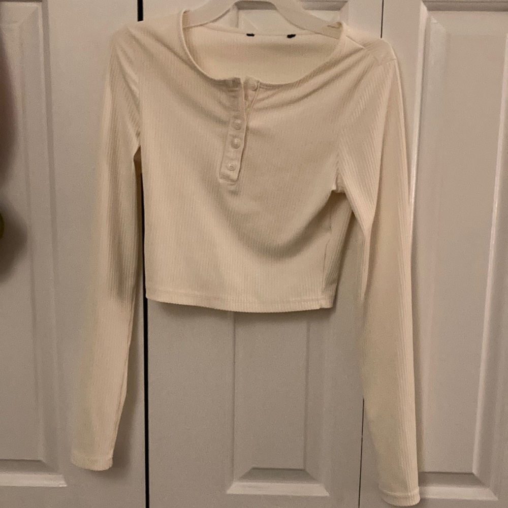 Cream Brandy Melville Button up cropped top